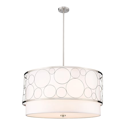 Z-Lite Kendall 5 Light Pendant, Brushed Nickel & White 197-32BN